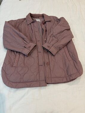 Madewell Quilted Puffer Jacket in Dusty Mauve